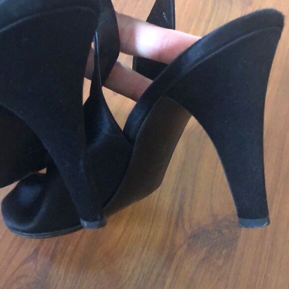 Yves Saint Laurent Paris Vintage black satin mid he’ll slingbacks classics size - Picture 7 of 8